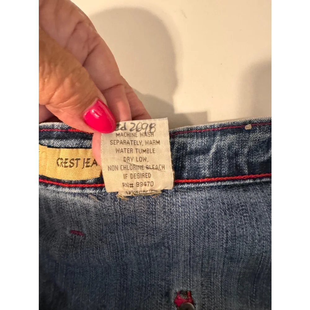 Crest Jeans Denim Skirt Bandana Ruffle Trim Size 19 20 - Picture 11 of 11